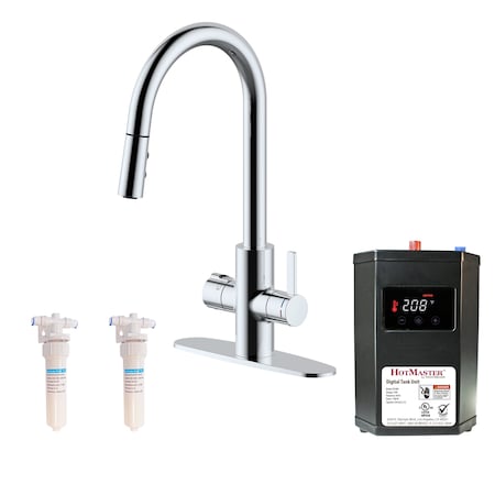 Westbrass HotMaster 4 in 1 Dual Function Pull Down Kitchen Faucet Appliance W/ Filtered DigiHot Instant Hot Ta KH41AK-26